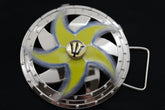 Silver Metal Round Shape Spinning Arrow Star Poseidon God Belt Buckle Men Cowboy Accessories